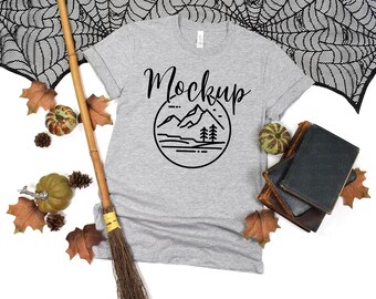 3001 Halloween Mockup Athletic Heather | Bella Canvas 3001 Mockup Halloween | 3001 Mockup | Bella Canvas Mockup | Halloween Witch Mockup