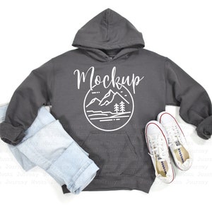 Charcoal Gildan 18500 Mockup | Gildan Hoodie Mockup | 18500 Gildan Heavy Blend Flat Lay  | Lifestyle Hoodie Mockup | 18500 Sweatshirt Mockup