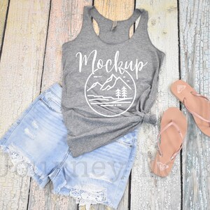 Next Level 6733 Mockup | Premium Heather | 6733 Mockup | Next Level 6733 Flat Lay | Summer Mockup | 6733 Triblend Racerback | Lifestyle Mock