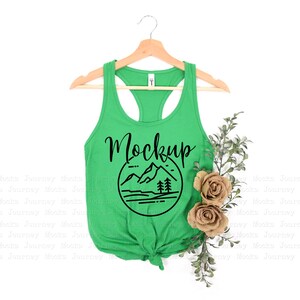 Next Level 1533 Mockup Kelly Green | 1533 Mockup | Next Level 1533 | Boho Wedding Tank Top Mockup | Racerback Mock Up | 1533 Summer Flat Lay