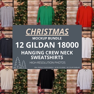Gildan 18000 Christmas Mockup Bundle | Hanging Sweatshirt Mockup Bundle | Gildan 18000 Bundle | Farmhouse Winter Pull Over Digital Mockups