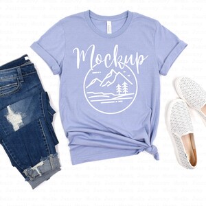 Heather Blue | Bella Canvas 3001 Mockup | 3001 Mockup | Bella Canvas Flat Lay | Tshirt Flat Lay Mockup | Lifestyle Mockup | White Background