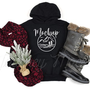 Gildan 18500 Christmas Mockup Black | Gildan 18500 Mockup | 18500 Winter Hoodie Mockup | Xmas Sweatshirt Flat Lay | 18500 Gildan Mockup