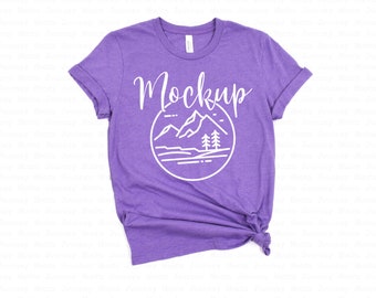 3001 Heather Team Purple / Bella Canvas 3001 Mockup / Bella Canvas Flat Lay Shirt Only / Mockup de camiseta atada / 3001 Bella Mockup Flat Lay