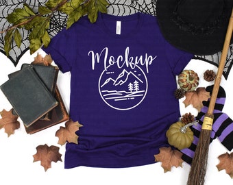 3001 Halloween Mockup Team Purple | Bella Canvas 3001 Mockup Halloween | 3001 Mockup | Bella Canvas Fall Mockup | Halloween Witch Mockup