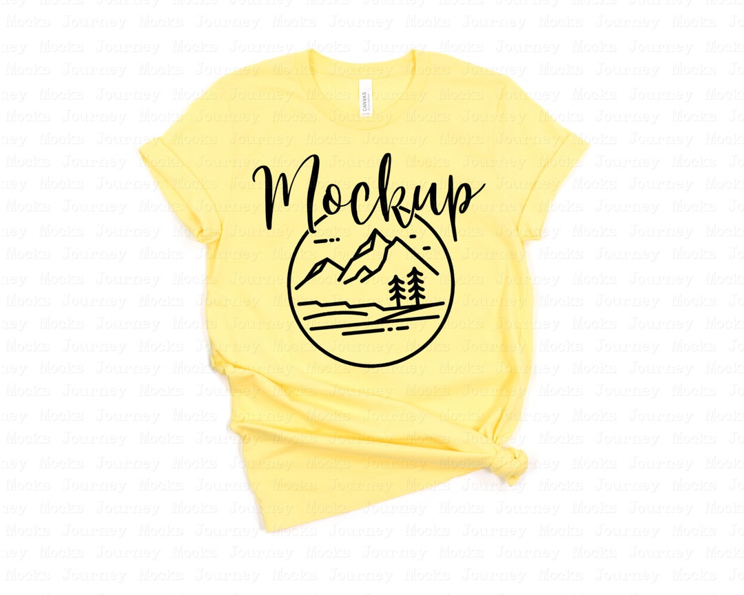 3001 Yellow | Bella Canvas 3001 Mockup | Bella Canvas Flat Lay Shirt ...
