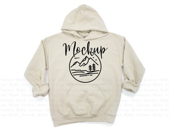 Arena / Maqueta de Gildan 18500 / Maqueta de sudadera con capucha Gildan / Maqueta de sudadera con capucha 18500 Gildan Heavy Blend Flat Lay / Maqueta de sudadera con capucha Lifestyle / Maqueta de sudadera con capucha 18500