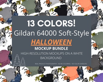 Gildan Halloween Mockup Bundle | Gildan 64000 Fall Mockup Bundle | Gildan Soft-style T Shirt Bundle | Gildan 64000 Digital Mockup Bundle