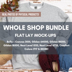 Mock-upbundel voor de hele winkel, digitale mock-ups met volledige toegang, lifestyle-mock-ups, modelmockup, Bella Canvas 3001, Gildan 18000, megashopbundel