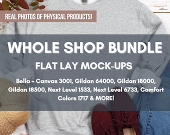 Whole Shop Mockup Bundle, Full-Access Digital Mock Ups, Lifestyle Mock-ups, Model Mockup, Bella Canvas 3001, Gildan 18000, Mega Shop Bundle