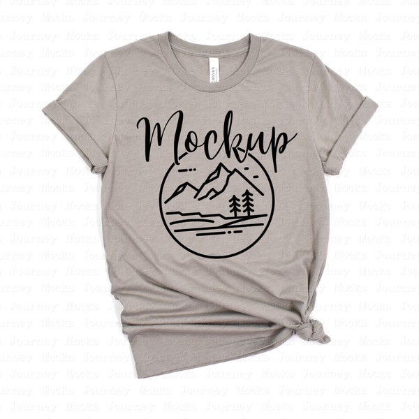 3001 Heather Stone | Bella Canvas 3001 Mockup | Bella Canvas Flat Lay Shirt Only | Tied Tshirt Mockup | 3001 Bella Mockup | 3001 Flat Lay