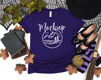 3001 Halloween Mockup Team Purple | Bella Canvas 3001 Mockup Halloween | 3001 Mockup | Bella Canvas Fall Mockup | Halloween Witch Mockup
