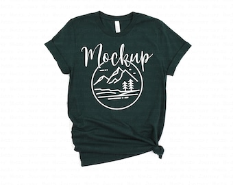 3001 Forest | Bella Canvas 3001 Mockup | Bella Canvas Flat Lay Shirt Only | Tied T Shirt Mockup | 3001 Bella Mockup | 3001 Mockup Flat Lay