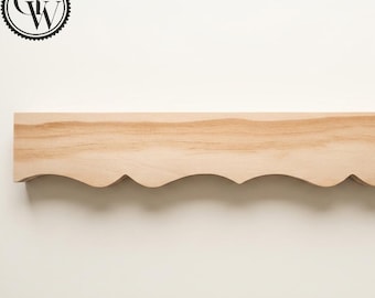 Scalloped Wood Trim Vintage Victorian Cabinet Valance Kitchen Molding Custom Unfinished Pine Detail Floating Bookcase Border Decorative