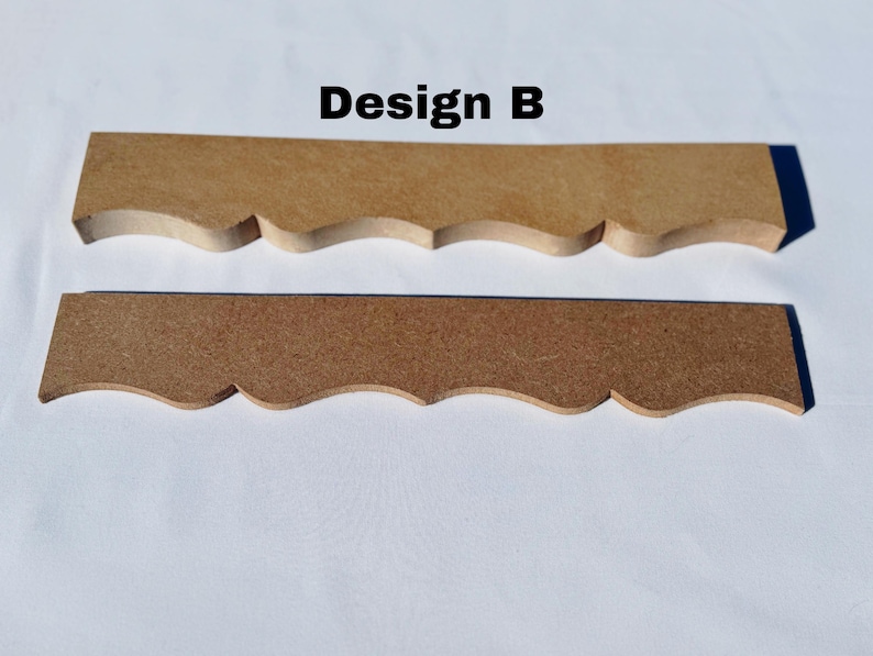 Professional Grade Furniture Trim Unfinished Wood Molding Scalloped Edge Design Cabinet Door Dresser Applique MDF Architectural Detail Interior Design Element Decorative Molding for Restoration Projects Commercial Quality Ornamental Woodworking Accent