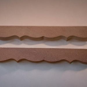 Professional Grade Wood Trim Furniture Molding Scalloped Edge Design MDF Material Cabinet Door Dresser Enhancement Interior Design Restoration Project Architectural Detail Decorative Accent Available Multiple Length Options Custom