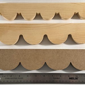 DIY Furniture Makeover Scalloped Edge Trim Decorative Wood Molding Victorian Style Detail Cabinet Enhancement Project Dresser Restoration Supply Unfinished Material Options Custom Size Available Home Improvement Element Traditional Design