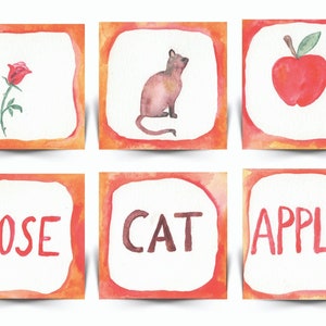 Watercolor Nature Reading Learning Cards