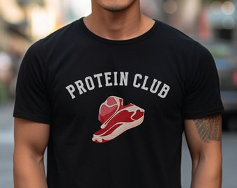 Protein Club Steak Lover T-Shirt: Gym Bro Weightlifting Workout Shirt