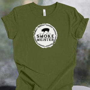 Maglietta da uomo Smoke Meister, regalo per papà, maglietta per grigliate del papà, maglietta estiva per grigliate, maglietta per fumatori di carne, maglietta da uomo Smoke Master