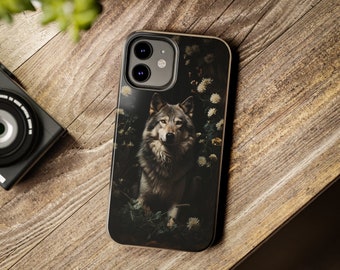 Watercolor Wolf iPhone Case: Nature-Inspired Full Moon Art