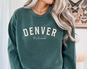 Denver Colorado Crewneck Sweatshirt: Comfort Colors Rocky Mountains Sweater