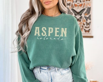 Aspen Colorado Crewneck Sweatshirt: Vintage Style Rocky Mountains Sweater
