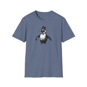 Penguin in Top Hat Bowtie T-Shirt, Funny Graphic Tee, Gift for Animal Lovers, Arctic Penguin Shirt, Premium Soft style T-shirt