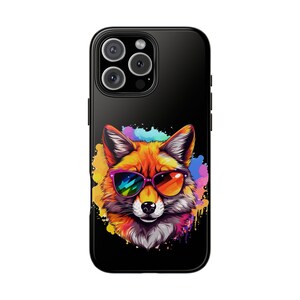 Rainbow Fox Art iPhone Case: Colorful Splash Design