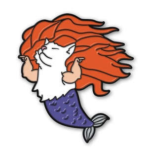 Mermaid Mercat Pin | Cat Lovers Gift, Cute Cat as a Mermaid | MewMew, my Zergling -- Shop Owners Cat!