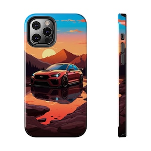 Subaru WRX STi iPhone 14, 13, 12, 11 Case | Subaru WRX Rally Car iPhone Case | Gift For Subaru WRX Owners, Sunset Subaru Phone Case