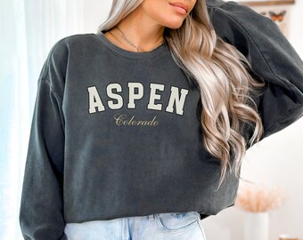 Aspen Colorado Crewneck Sweatshirt: Vintage Rocky Mountains Sweater