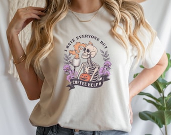 Coffee Skeleton Halloween T-Shirt | Funny Graphic Tee