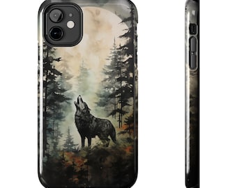 Watercolor Wolf Howling at Moon iPhone Case: Nature-Inspired Art