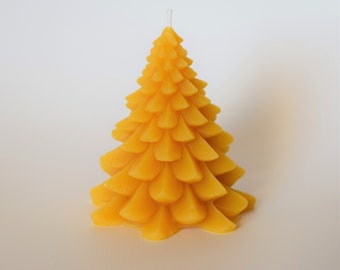 Christmas Tree Candle, Christmas Candle, 100% USA natural Bees Wax, Pillar Candle, Hand Made Candle