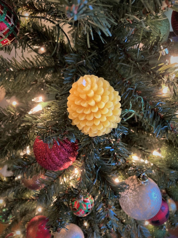 Pine nut Candle, Beeswax, 100% USA natural Bees Wax, Christmas gift, Pillar Candle, Hand Made Candle Active