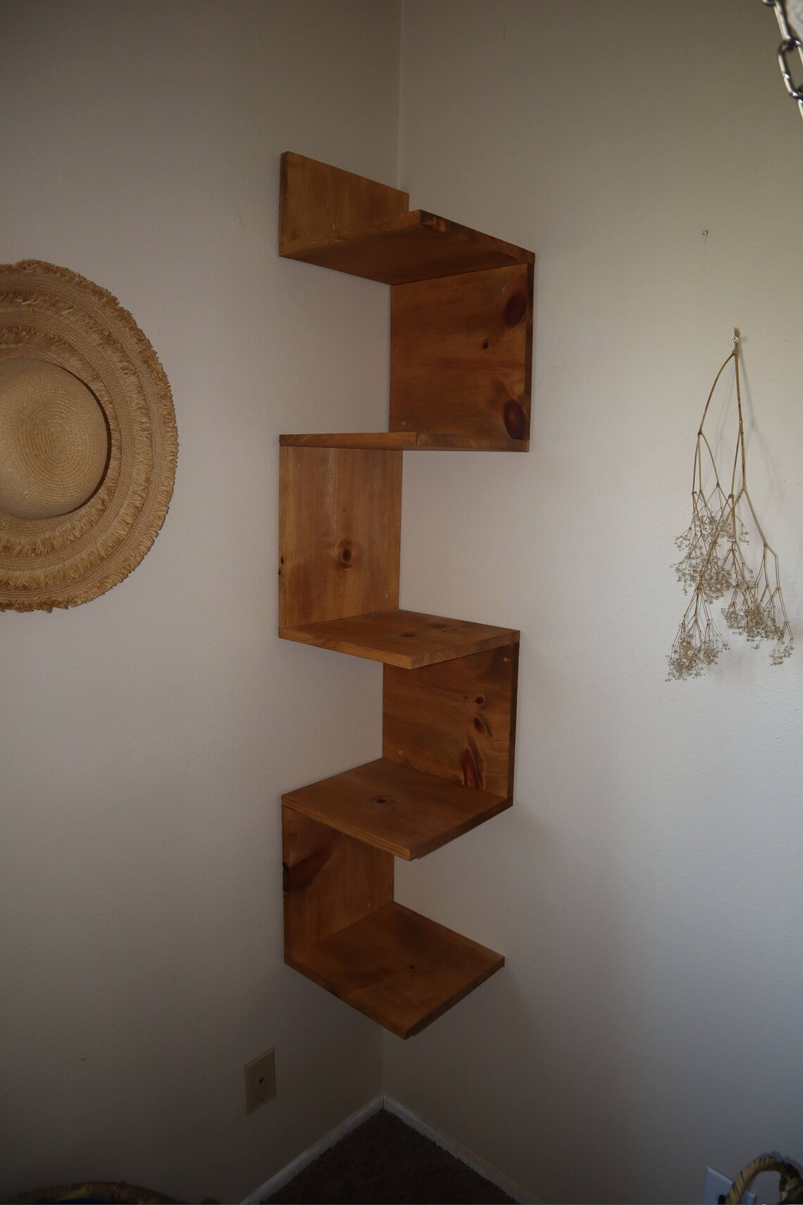 Zigzag Corner Shelf Etsy