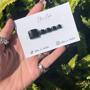 Black Solid Color Press On Toe Nails