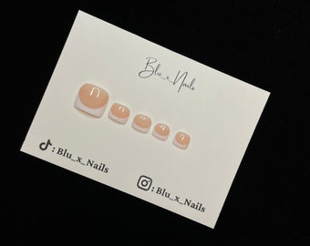 French Tip Press On Toe Nails