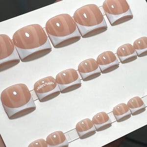 French Tip Gel or Acrylic Press On Toe Nails