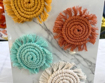 Macrame Magnet, Fridge Magnet Set, Boho Kitchen Decor, Macrame Refrigerator Magnet, Locker Decor, Office Decor, Boho Style, Fringe Magnet