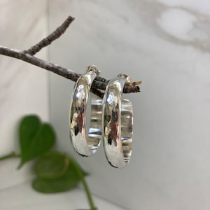 Sterling hoop earrings, heavy hoop earrings, large hoops