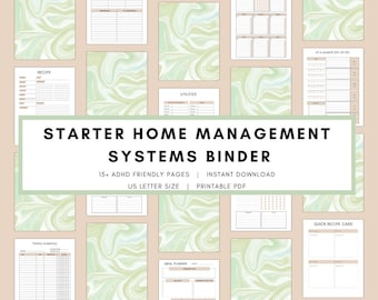 ADHD Home Management Binder | Printable Household Organizer | Cleaning Schedules | Meal Planning | Executive Functioning Tools