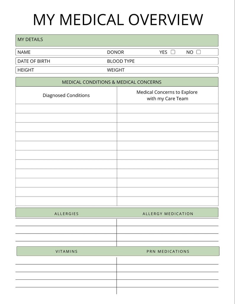 Chronic Illness Binder Printable | Medical Tracker Kit | Symptom Log ...
