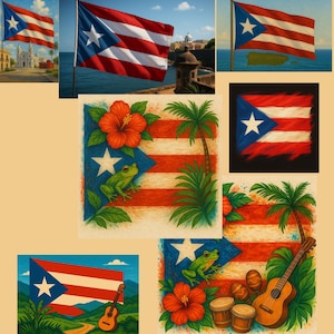 Die puertoricanische Flagge SVG und PNG bündeln Boricua Erbe digitale Kunst Coquí, Island Designs | Lieferzeit: 3-5 Werktage für Cricut & Print