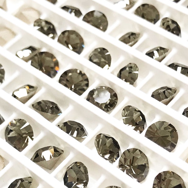 Black Diamond Preciosa Crystal Chaton Stones (12), Foiled, 29ss, ss29, 6mm, Round, Maxima