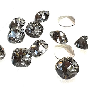 12mm Cushion Cut Rhinestone, Black Diamond Crystal, (2), Foiled, 4470