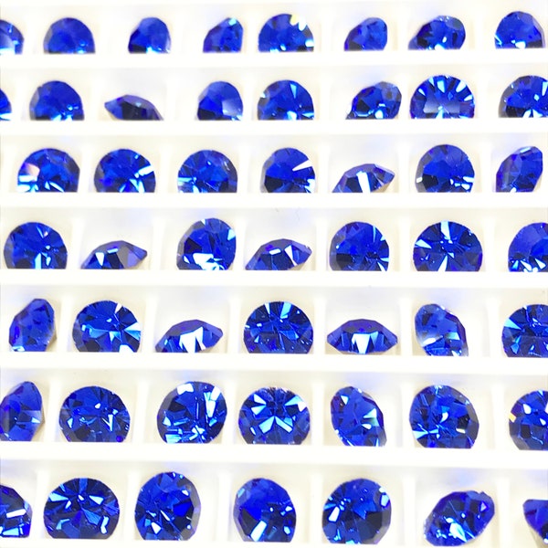 Sapphire Preciosa Crystal Chaton Stones (12), Foiled, 29ss, ss29, 6mm, Round, Maxima