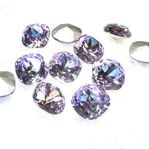 12mm Cushion Cut Rhinestone, Vitrail Light Crystal, (2), Foiled, 4470