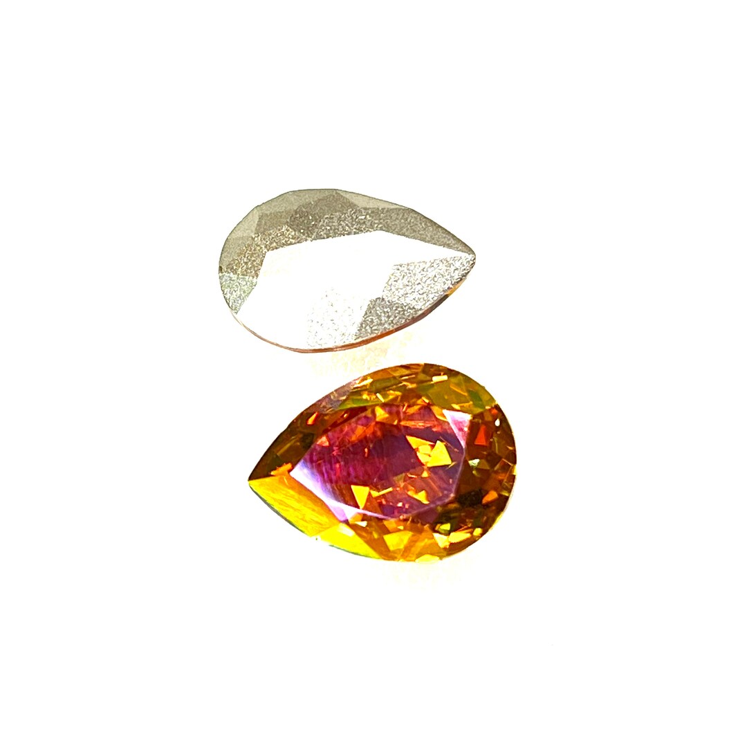 18x13mm Copper Sunset Pear Rhinestone (2), Illuminate Glass Jewel ...